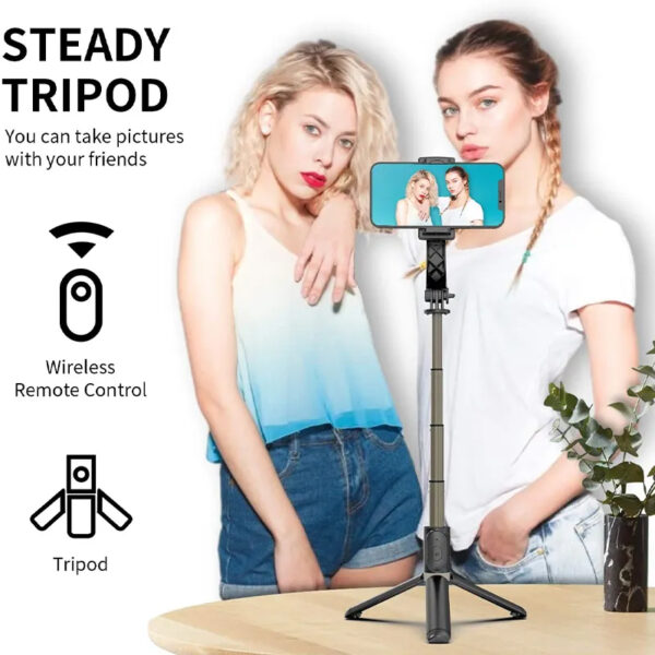 TECHNOVIEW Q08 Mini Gimbal Anti-Shake 1-Axis STABILIZER Extendable Selfie Stick Tripod, Wireless Remote for Smartphone, Black - Image 4