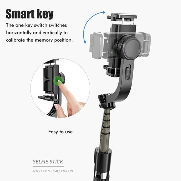 TECHNOVIEW Q08 Mini Gimbal Anti-Shake 1-Axis STABILIZER Extendable Selfie Stick Tripod, Wireless Remote for Smartphone, Black - Image 7