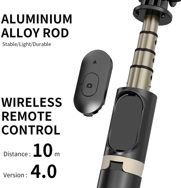 TECHNOVIEW Q08 Mini Gimbal Anti-Shake 1-Axis STABILIZER Extendable Selfie Stick Tripod, Wireless Remote for Smartphone, Black - Image 9