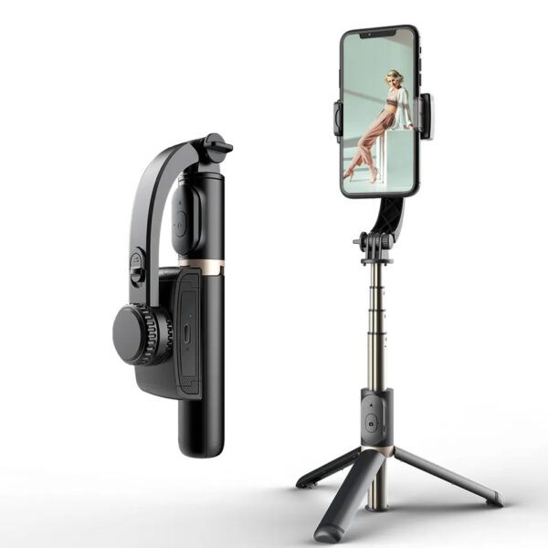 TECHNOVIEW Q08 Mini Gimbal Anti-Shake 1-Axis STABILIZER Extendable Selfie Stick Tripod, Wireless Remote for Smartphone, Black - Image 6