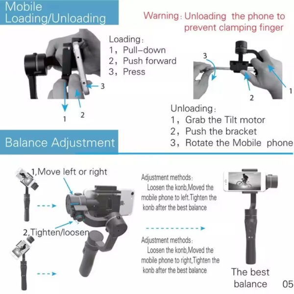 TECHNOVIEW Gimbal Stabilizer 3-Axis for All Smartphone Cell Phone Handheld Gimble Stick w/Grip Tripod Ideal for Vlogging YouTube Vlog TikTok Instagram Live Video Kit - (Black Gray) - Image 7