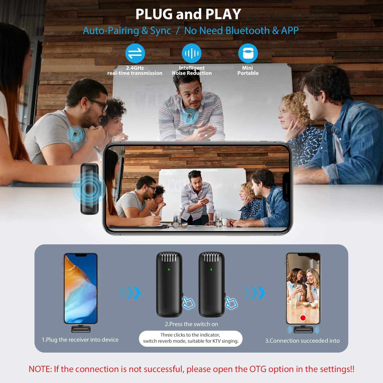 J13 Wireless Mic for YouTube, 3-Level Adjustable MicNoise Reduction Lapel Mic with Charging Case, Wireless Mic for Video Recording, YouTube, Facebook, Video Production (Double (Universal) - Image 3