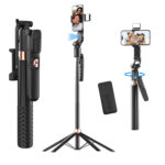 AI-Powered Selfie Stick for Mobile, Auto Face Tracking Tripod with 360° Auto Rotating Selfie Stick, 64-inch/163 cm Long Aluminum Extension for Mobile & Camera with Quad-Leg Stability.