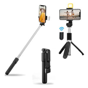 Selfie Stick Tripod With Light, 67 inch /170CM Reinforced Tripod for Mobile Phone, Multi-Functional Bluetooth Long Selfie Stick for Travel,Vlogging,Compatible with iPhone and All Smartphones