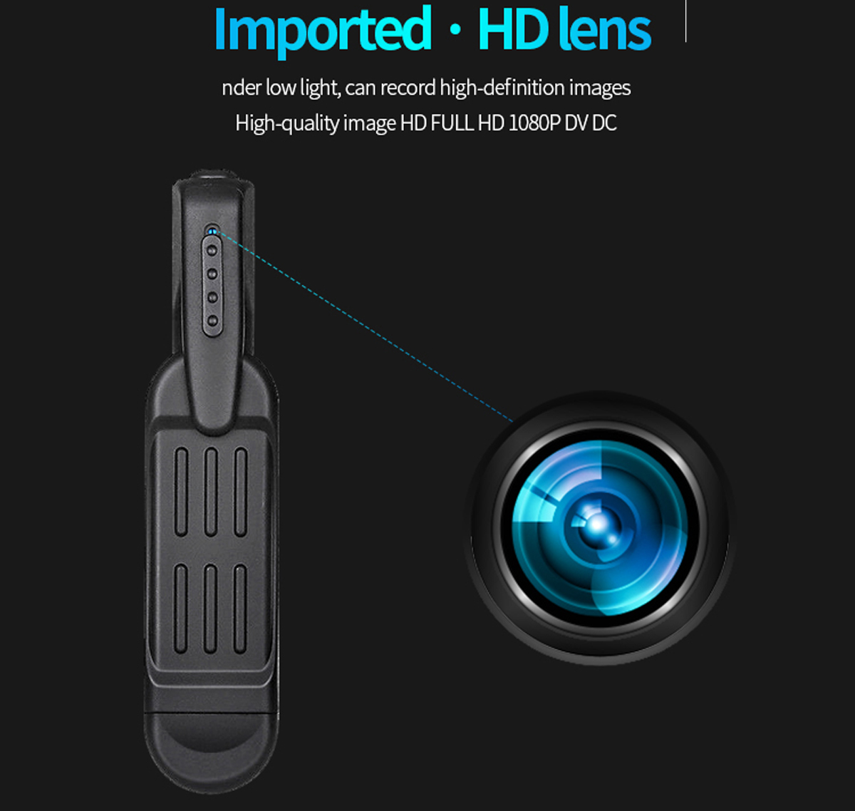 1080P Mini Clip-On Camera with Audio | Portable USB Rechargeable Camera with One-Click Recording & TF Card Support - Image 6