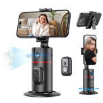 360° Auto Face Tracking Phone Holder with Remote & Gesture Control – Smart Rotating Phone Stand for Video Recording, Reels, Live Streaming & Vlogging (No App Required)