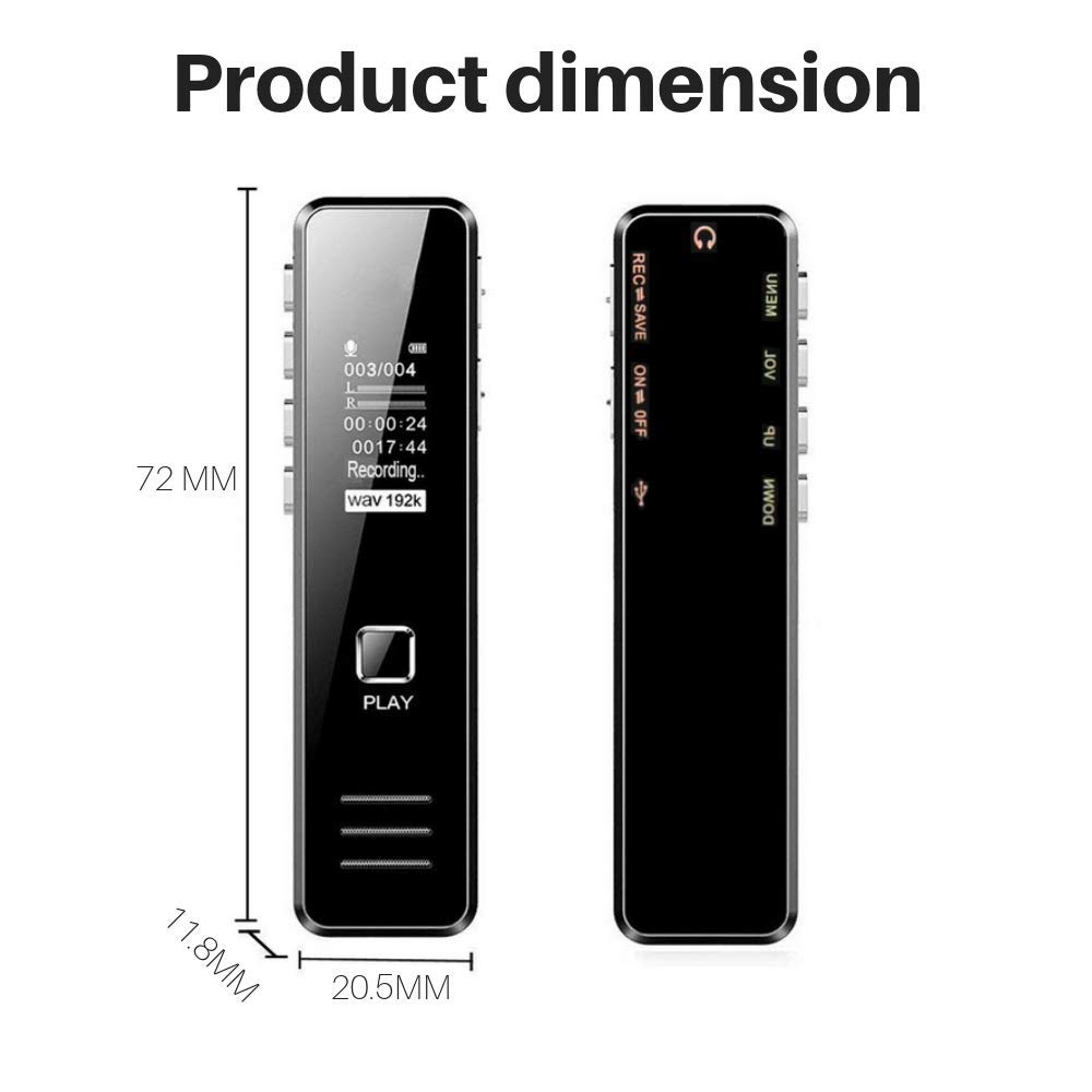 Digital Voice Recorder with MP3 Playback, PCM Recording, Voice Activated Recording, Supports 16GB or 32GB SD Card (SD Card Not Included) - Image 2