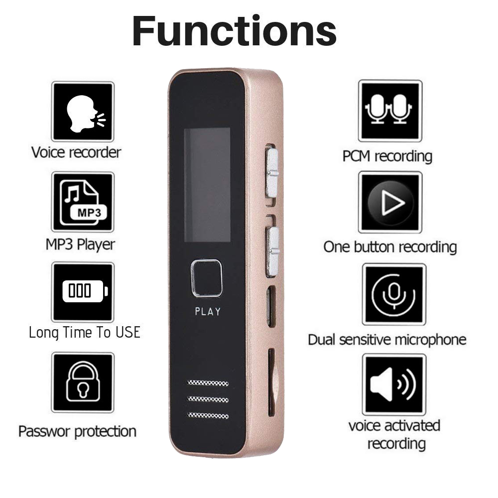 Digital Voice Recorder with MP3 Playback, PCM Recording, Voice Activated Recording, Supports 16GB or 32GB SD Card (SD Card Not Included) - Image 3