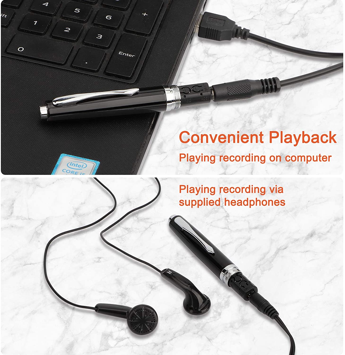 Digital Audio Note-Taking Pen 32GB with Voice Activation, MP3 Playback & Noise Reduction - Image 4