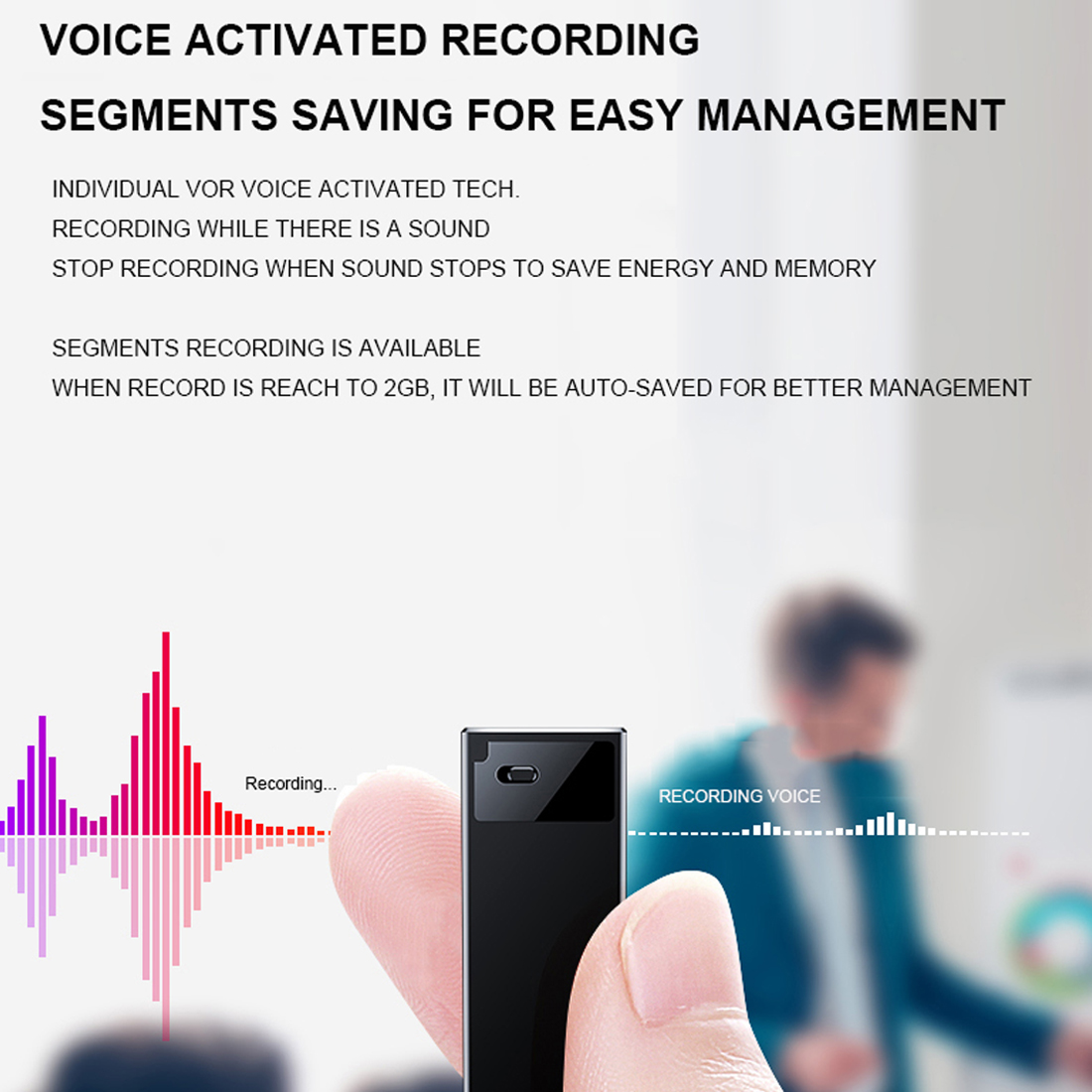 Mini Voice Recorder 64GB – Voice Activated Digital Audio Recorder with Playback, Long Battery Life & One-Touch Recording - Image 7