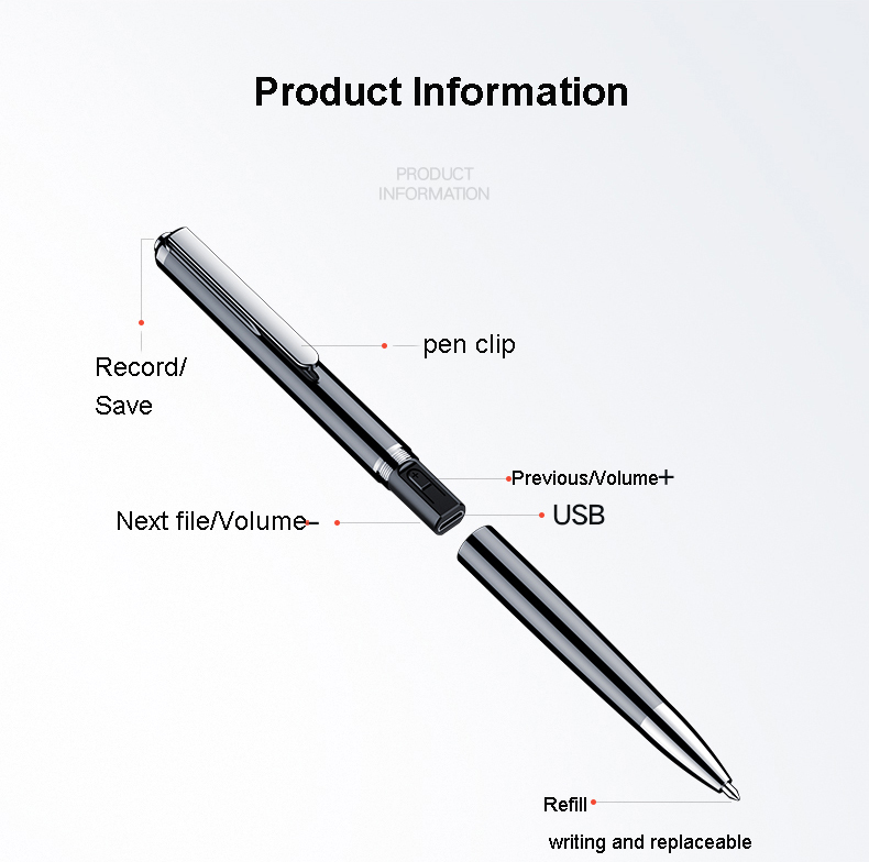 Digital Audio Note-Taking Pen 32GB with Voice Activation, MP3 Playback & Noise Reduction - Image 7